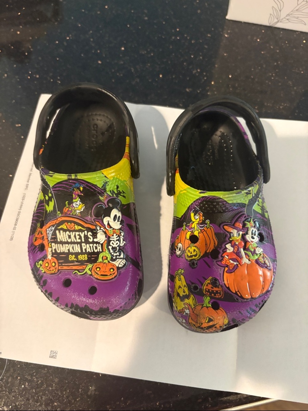 CROCS Mickey Pumpkin Patch Kids Clogs - Purple, Green, Orange, Black